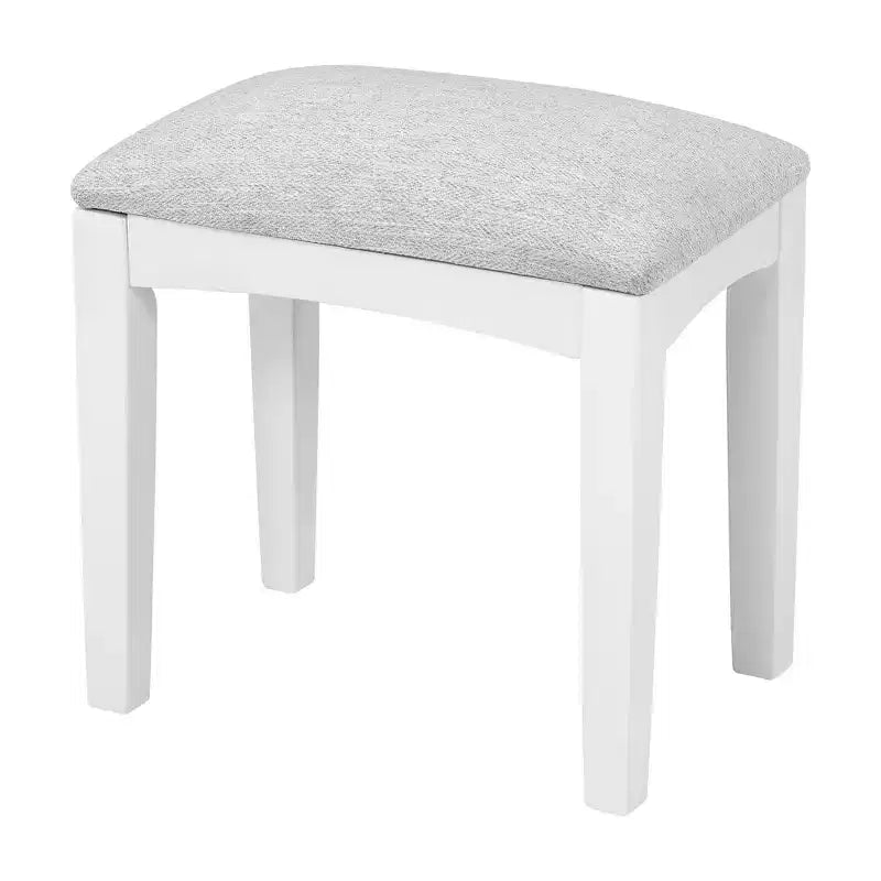 Coiffeuse de maquillage de 112,8 cm, station de beauté compacte avec miroir, tabouret, tiroir et meuble de rangement, blanche