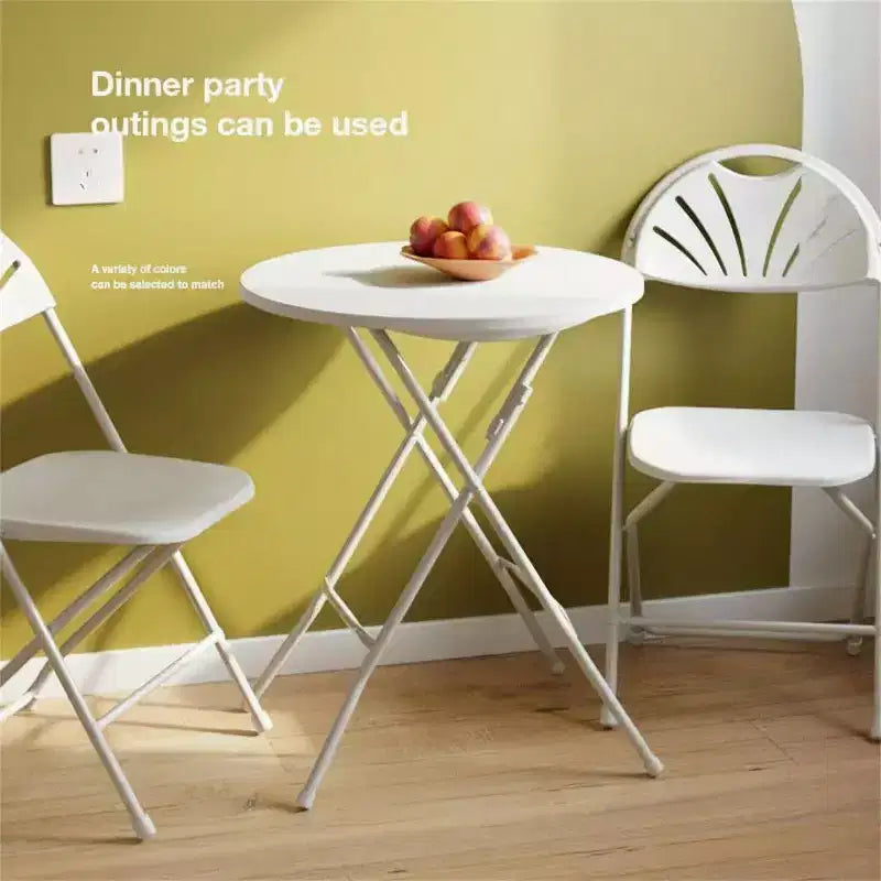 Table de cocktail pliante blanche haute, table pliante ronde de hauteur bar avec pieds amovibles pour banquets intérieurs et extérieurs pour fêtes, mariages, pique-niques