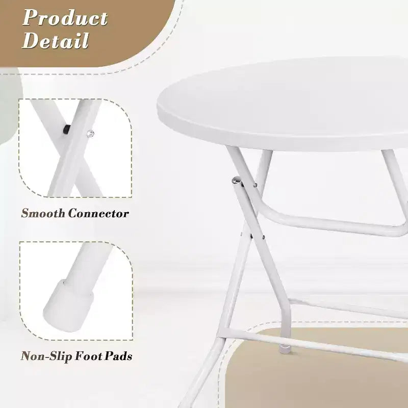 Table de cocktail pliante blanche haute, table pliante ronde de hauteur bar avec pieds amovibles pour banquets intérieurs et extérieurs pour fêtes, mariages, pique-niques
