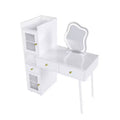 LED Mirror Vanity Tables, White Vanity with 3 Drawers, 2 Shelves, 4 Hidden Cabinets (Glass Doors), 3 Light Modes, for Bedroom or Living Room
