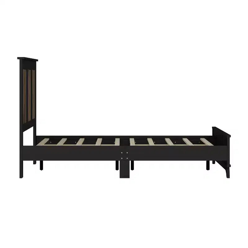 Cadre de lit plateforme à lattes en bois Queen Size style Ferme