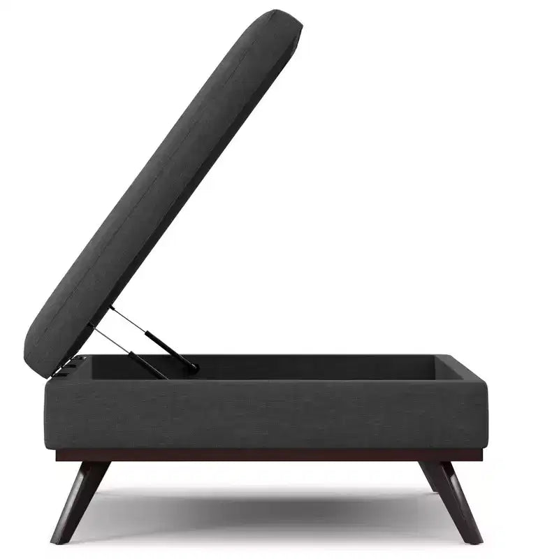Pouffe de rangement/table basse carrée XL moderne du milieu du siècle, largeur 102 cm