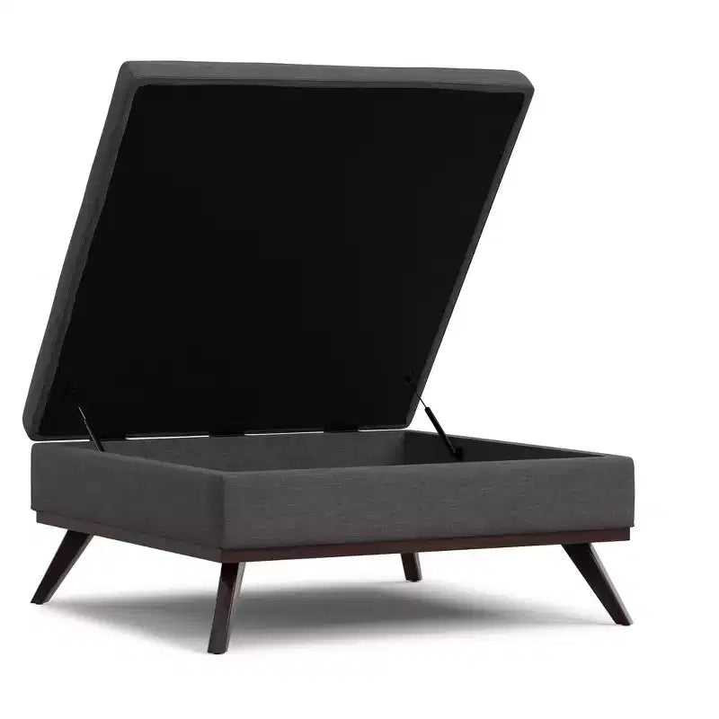 Pouffe de rangement/table basse carrée XL moderne du milieu du siècle, largeur 102 cm