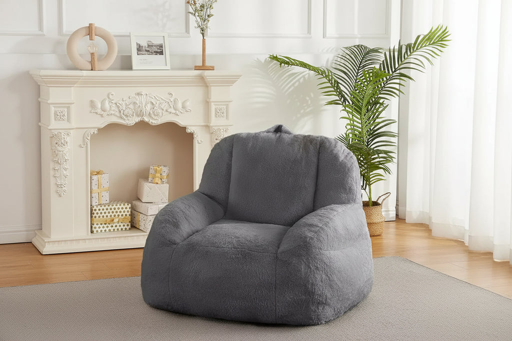 Pouf géant, canapé-lit poire en fausse fourrure avec rembourrage, pouf pour adultes, grand canapé de sol paresseux, grand pouf de salon