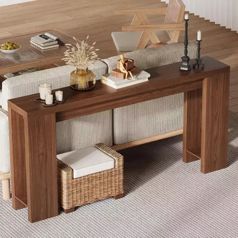 Console d'entrée rustique en bois de 70,9 pouces de long pour couloir, salon, derrière un canapé, profondeur étroite de 11,8 pouces