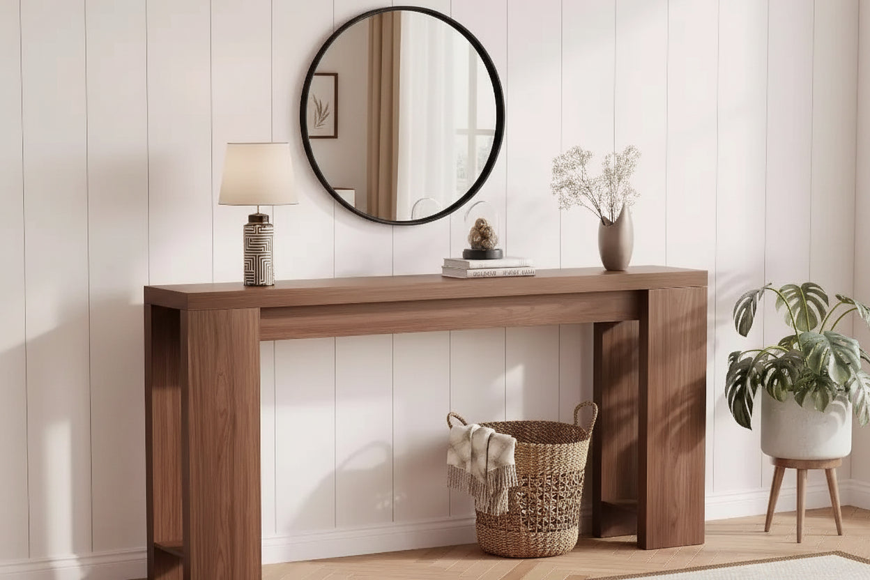 Rustic Farmhouse Entryway Console Table, 70.9 Long Wooden Sofa Table for Hallway, Living Room, Behind Couch  Narrow 11.8 Depth