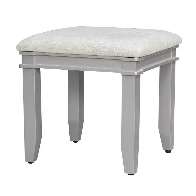 Coiffeuse classique en bois style bohème avec miroir éclairé, 7 tiroirs et tabouret rembourré