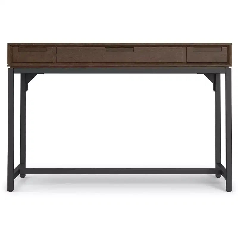 Petit bureau moderne industriel en bois massif de 122 cm de large