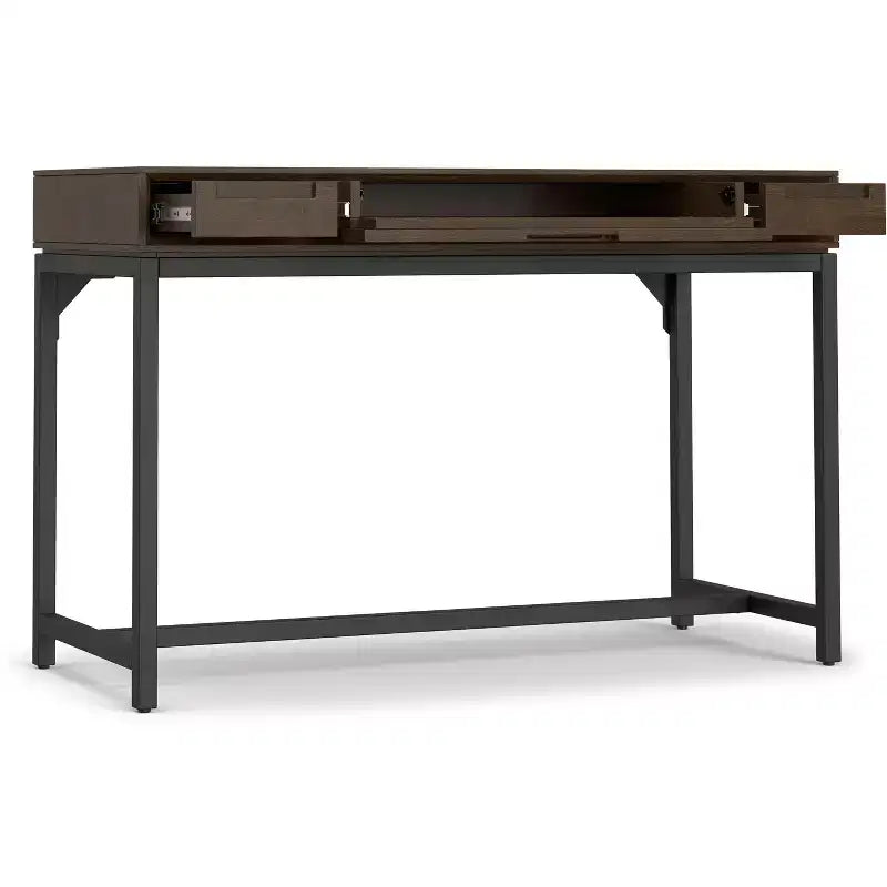 Petit bureau moderne industriel en bois massif de 122 cm de large