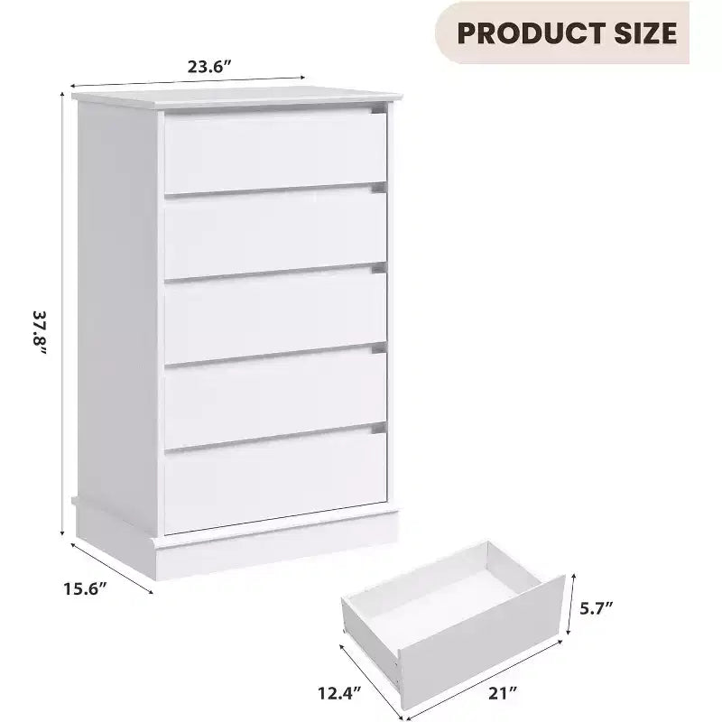 Commode haute pour chambre à coucher, commode verticale en bois avec rangement profond et organisateur de placard