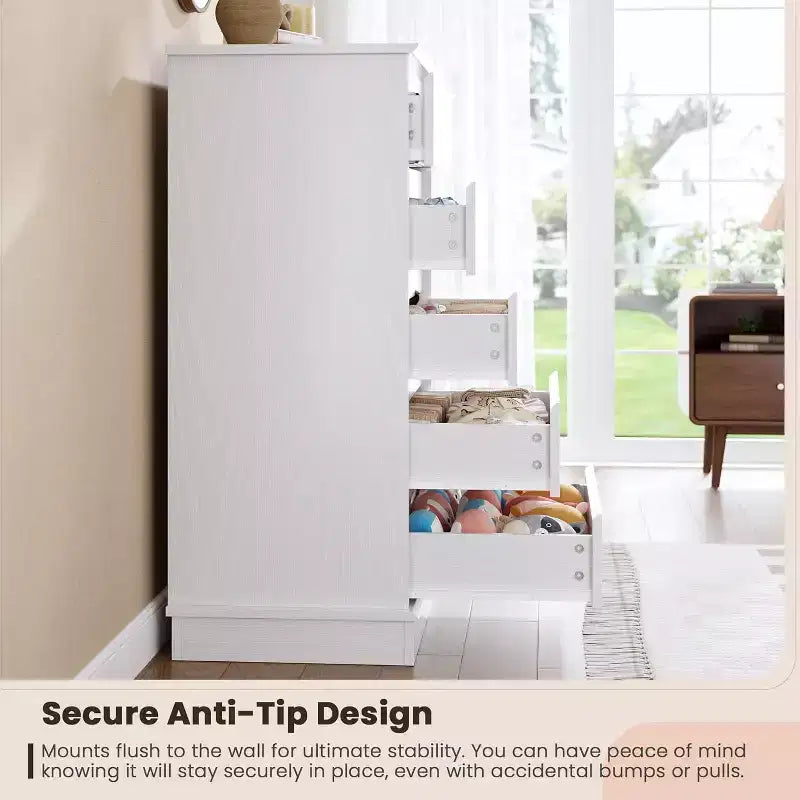 Commode haute pour chambre à coucher, commode verticale en bois avec rangement profond et organisateur de placard