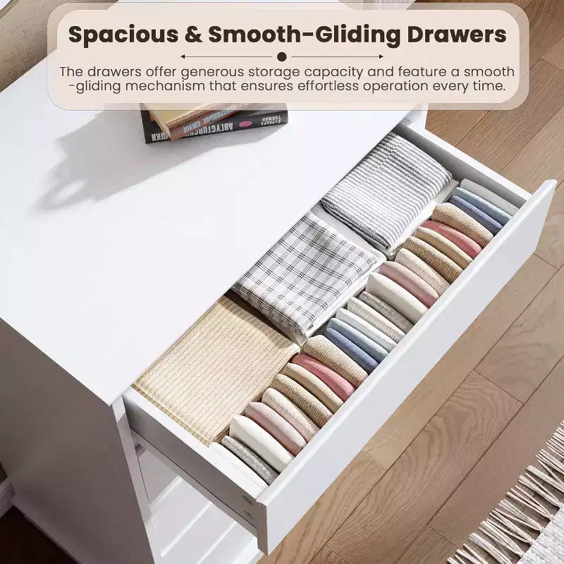 Commode haute pour chambre à coucher, commode verticale en bois avec rangement profond et organisateur de placard