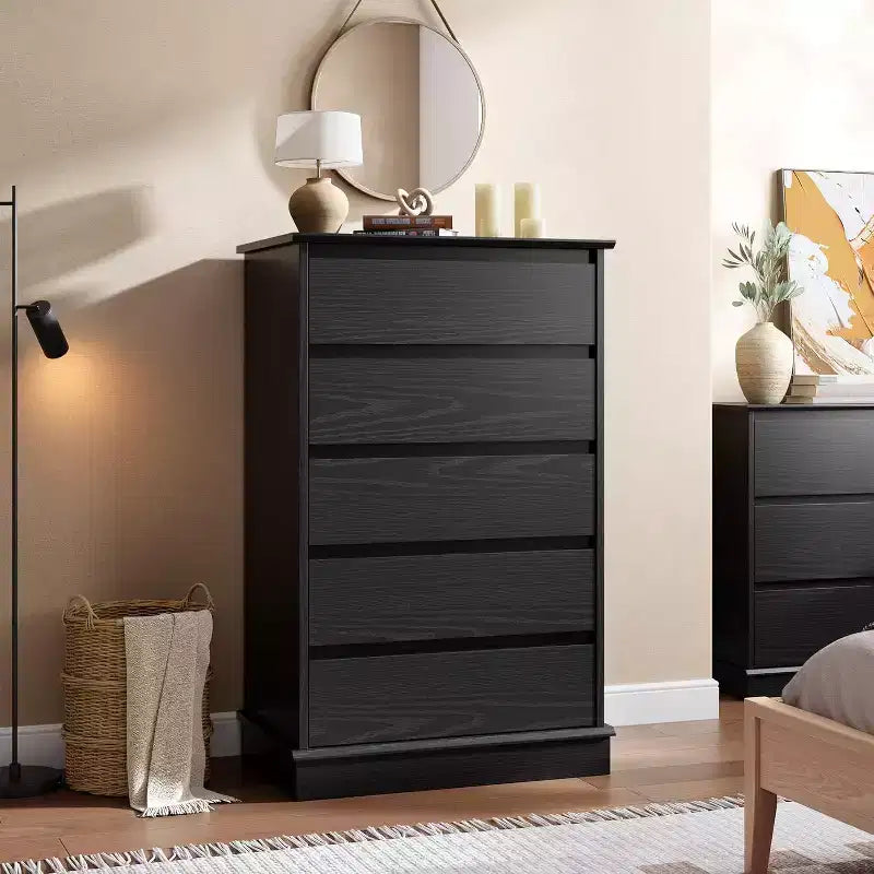 Commode haute pour chambre à coucher, commode verticale en bois avec rangement profond et organisateur de placard