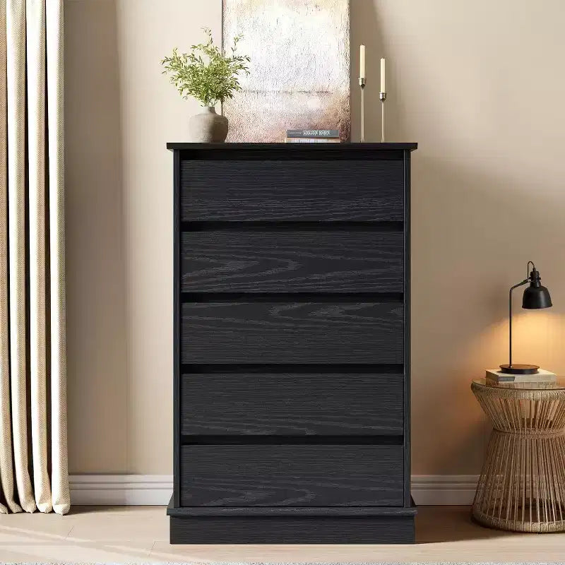 Commode haute pour chambre à coucher, commode verticale en bois avec rangement profond et organisateur de placard