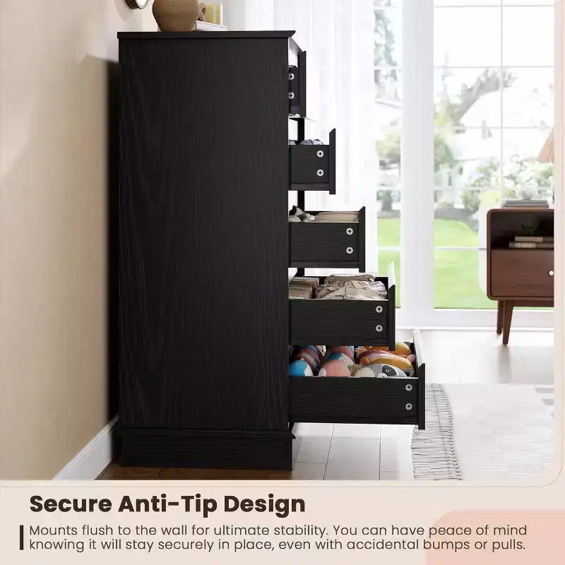 Commode haute pour chambre à coucher, commode verticale en bois avec rangement profond et organisateur de placard