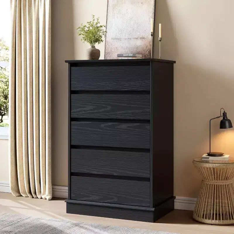 Commode haute pour chambre à coucher, commode verticale en bois avec rangement profond et organisateur de placard