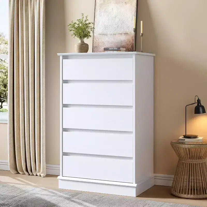 Commode haute pour chambre à coucher, commode verticale en bois avec rangement profond et organisateur de placard