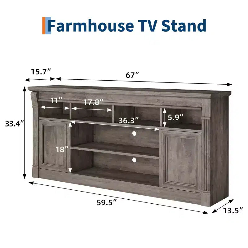 Meuble TV 58" pour téléviseur jusqu'à 75", meuble TV de 33" de haut, meuble TV de style ferme pour salon