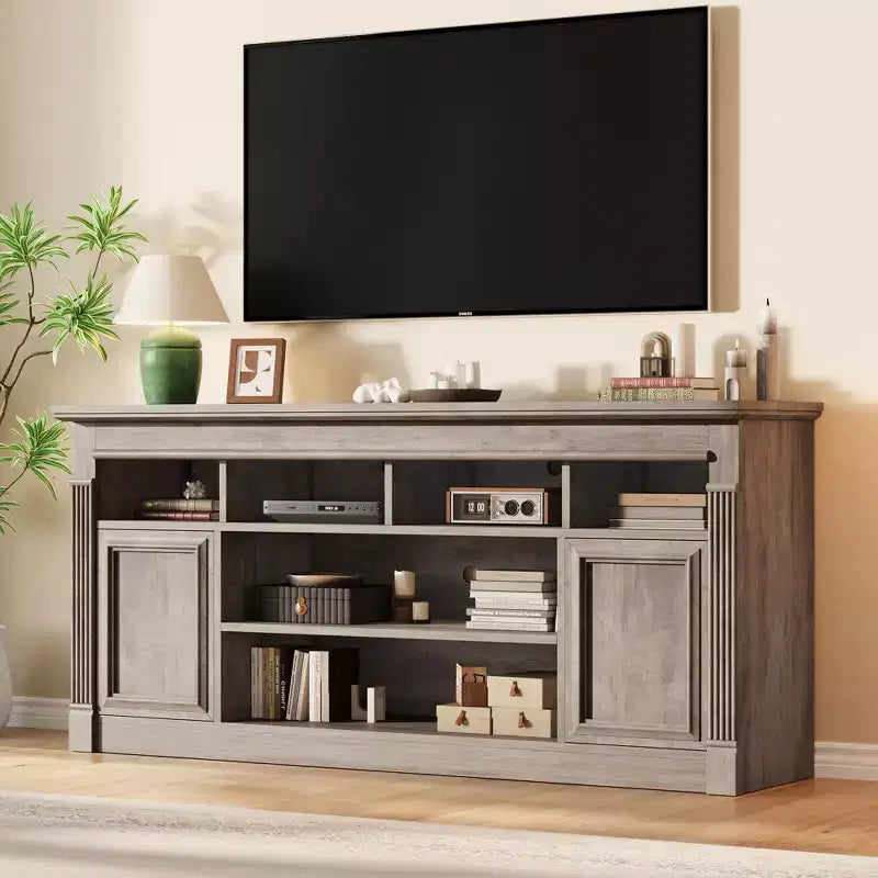 Meuble TV 58" pour téléviseur jusqu'à 75", meuble TV de 33" de haut, meuble TV de style ferme pour salon