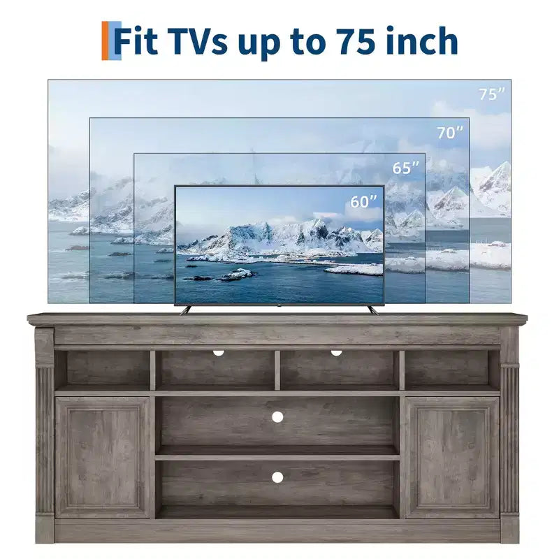 Meuble TV 58" pour téléviseur jusqu'à 75", meuble TV de 33" de haut, meuble TV de style ferme pour salon