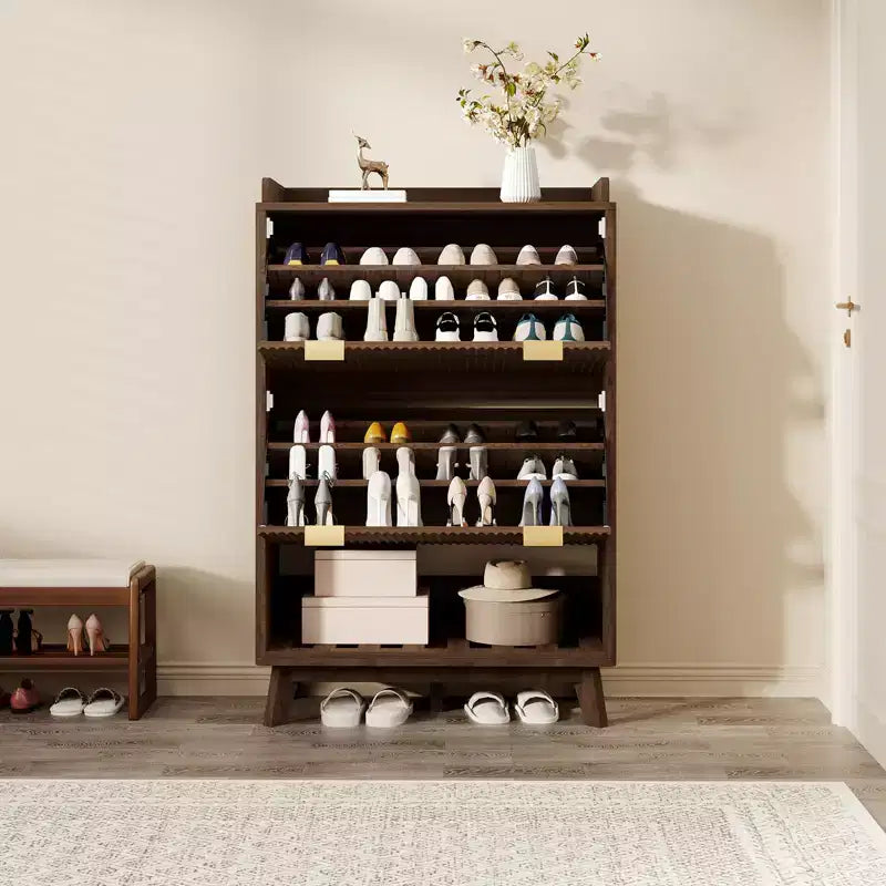 Meuble de rangement pour chaussures avec 2 tiroirs à rabat, meuble de rangement pour chaussures dissimulé sur pied, meuble à chaussures étroit en bois pour couloir et salon
