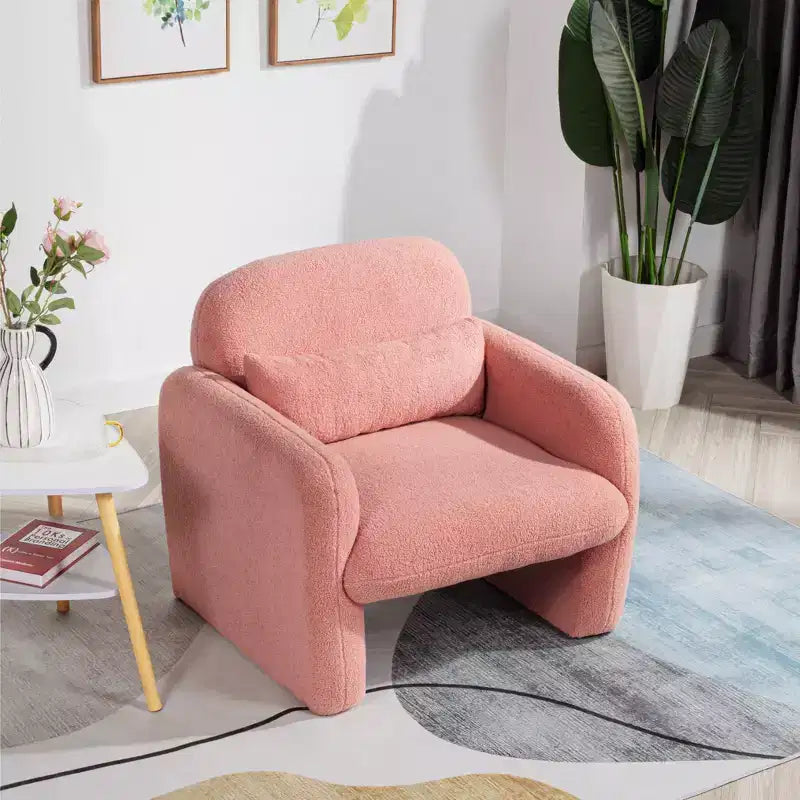 Fauteuil d'appoint moderne en polaire Teddy, canapé simple avec oreiller