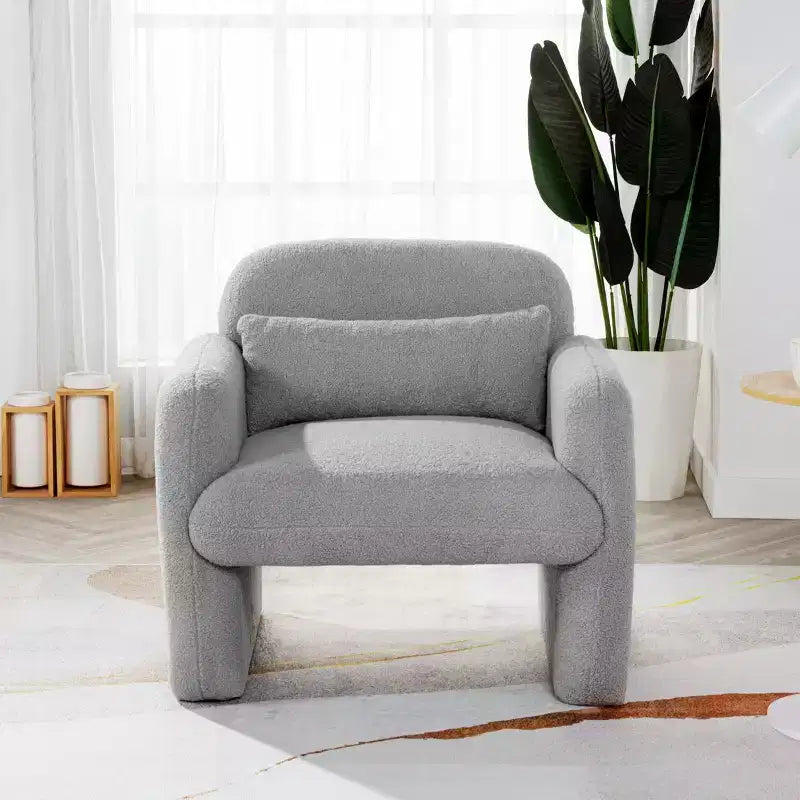 Fauteuil d'appoint moderne en polaire Teddy, canapé simple avec oreiller