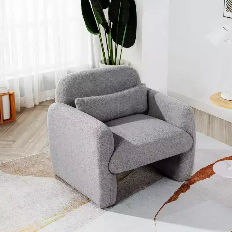 Fauteuil d'appoint moderne en polaire Teddy, canapé simple avec oreiller