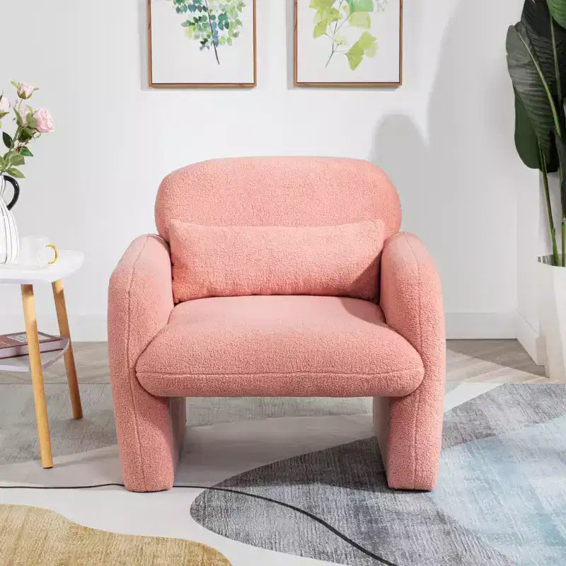 Fauteuil d'appoint moderne en polaire Teddy, canapé simple avec oreiller