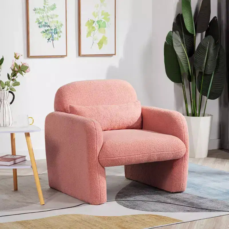Fauteuil d'appoint moderne en polaire Teddy, canapé simple avec oreiller