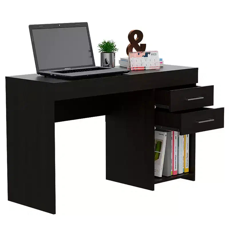Bureau informatique moderne de 120 cm avec 2 tiroirs, étagère ouverte et armoire pour le bureau à domicile