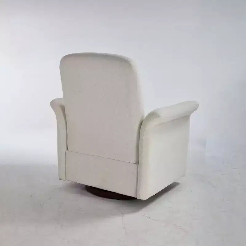 Fauteuil d'appoint moderne pivotant à 360° avec revêtement en lin et base en bois