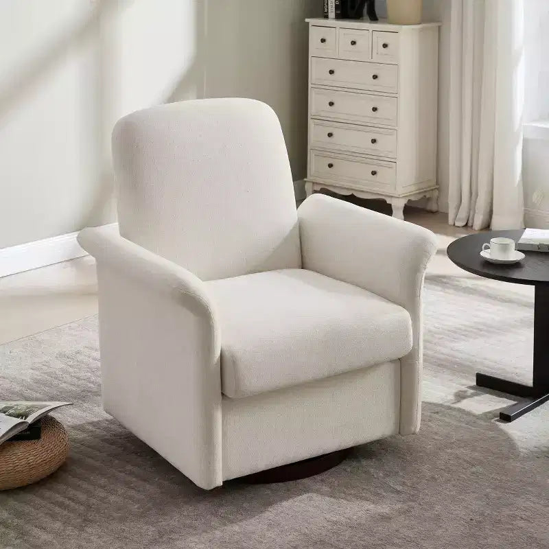 TUYOHW Modern Swivel Accent Chair with Wood Base Lounge Barrel Armchair Chair with Curved Armrest Single Sofa Chair for Living Room, Bedroom