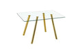 TUYOHW Tempered Glass Dining Table with Metal Legs,51 Rectangle Kitchen Table with Rounded Corners,Minimalist Table for Living,Dining Room