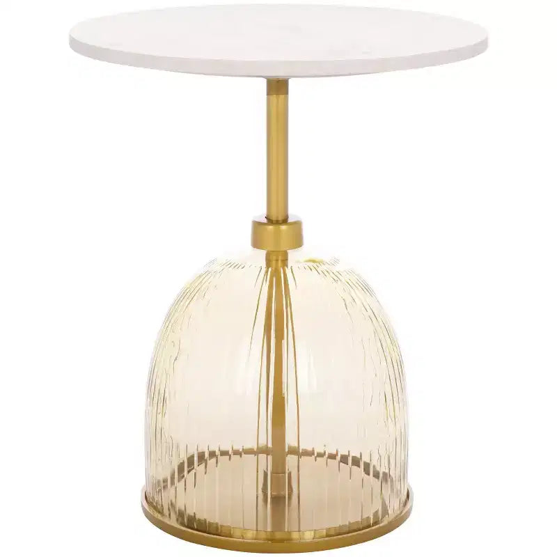 Table d'appoint moderne en fer, verre et marbre pour une décoration intérieure contemporaine
