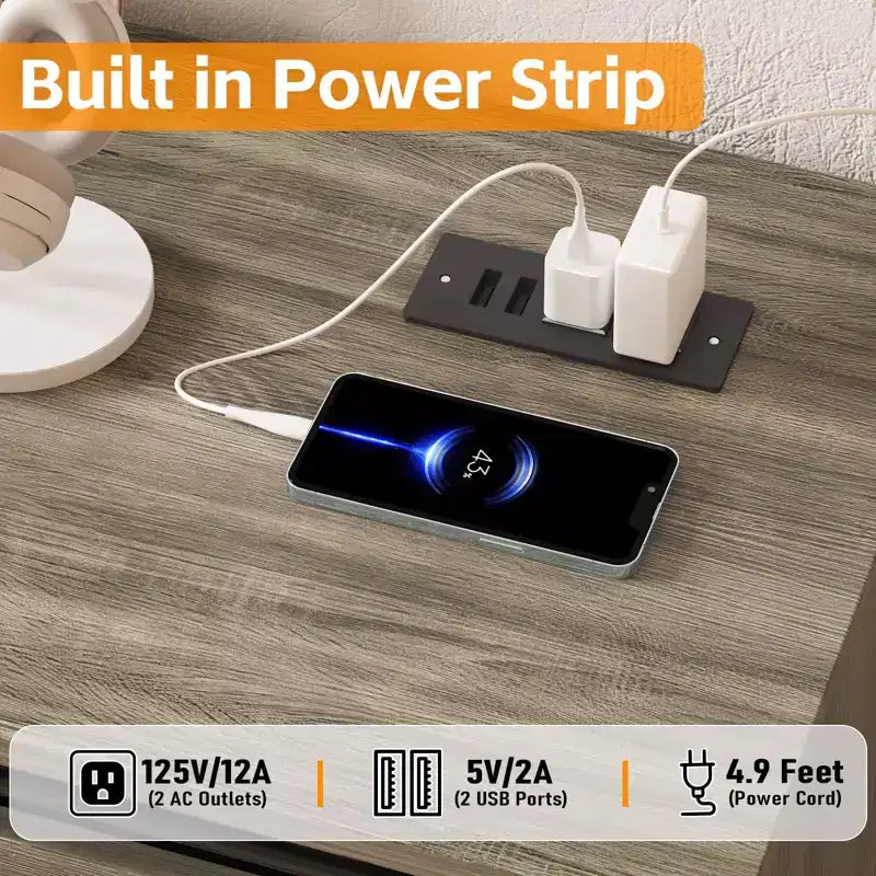 Meuble TV de ferme de 168 cm pour téléviseurs de 190 cm avec portes coulissantes et station de recharge intégrée