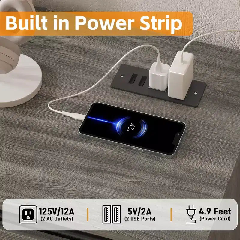 Meuble TV de ferme de 168 cm pour téléviseurs de 190 cm avec portes coulissantes et station de recharge intégrée
