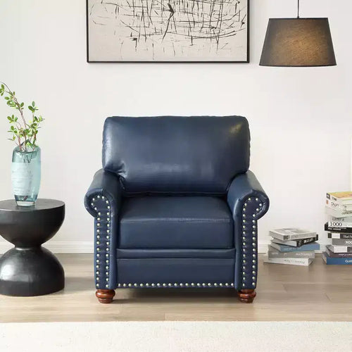 Canapé individuel moderne en similicuir de 35,8" avec pieds en bois pour salon et bureau