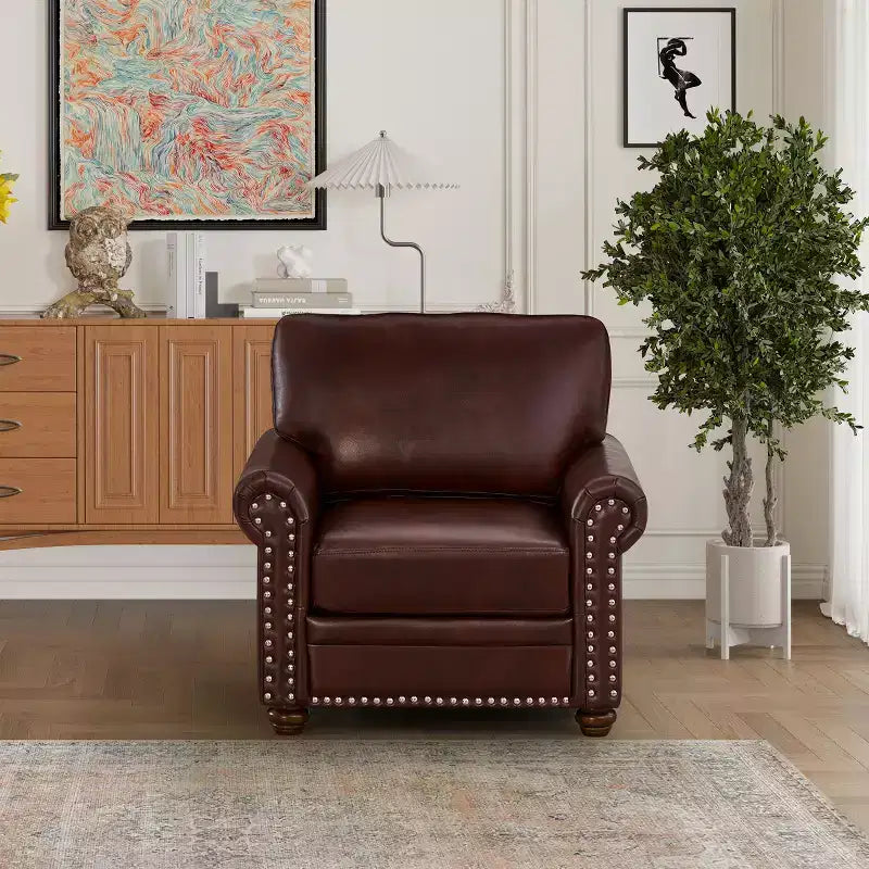 Canapé individuel moderne en similicuir de 35,8" avec pieds en bois pour salon et bureau