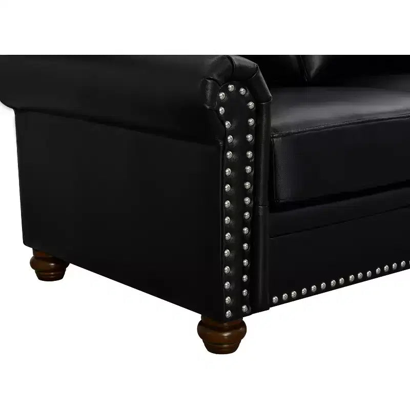Canapé individuel moderne en similicuir de 35,8" avec pieds en bois pour salon et bureau