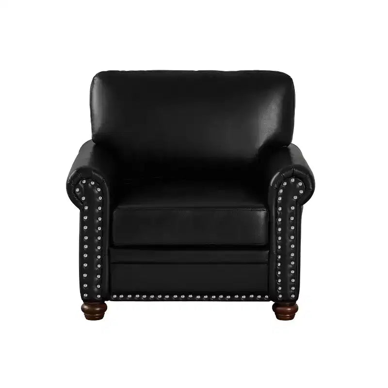 Canapé individuel moderne en similicuir de 35,8" avec pieds en bois pour salon et bureau