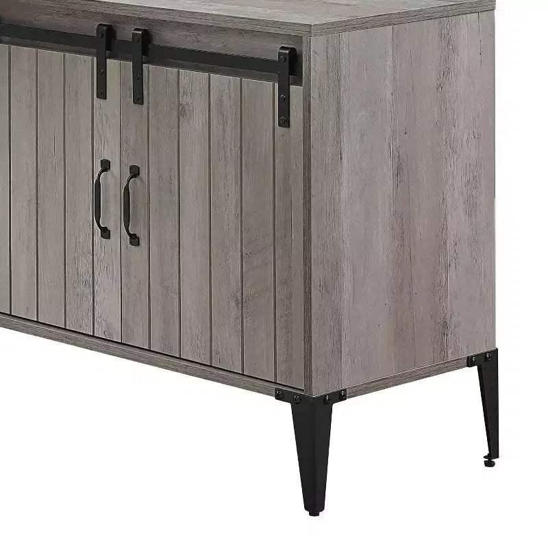 Bureau d'ordinateur en L de 122 cm avec rangement à porte coulissante et gestion des câbles