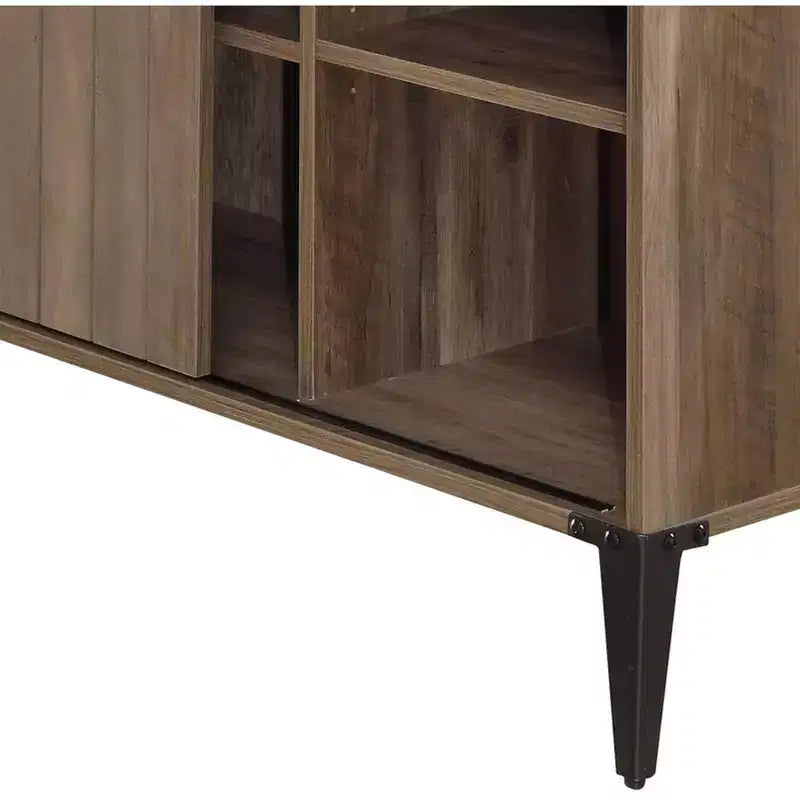 Bureau d'ordinateur en L de 122 cm avec rangement à porte coulissante et gestion des câbles