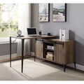 Bureau d'ordinateur en L de 122 cm avec rangement à porte coulissante et gestion des câbles
