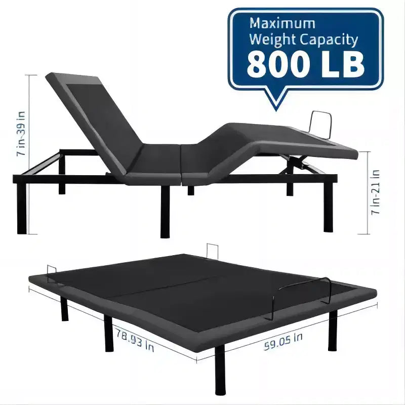 Cadre de lit réglable zéro espace avec télécommande sans fil et massage, montage facile, tête et pieds ajustables, ports USB