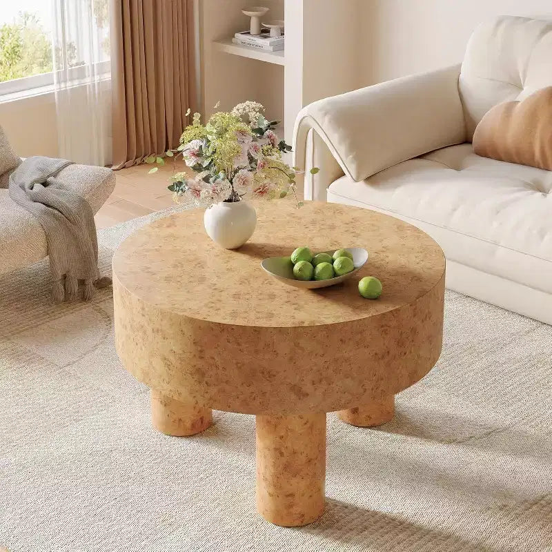 Table basse ronde de 80 cm avec motif ronce pour salon et petits espaces