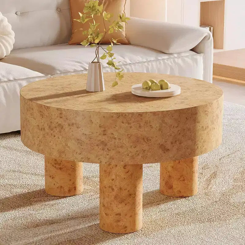 Table basse ronde de 80 cm avec motif ronce pour salon et petits espaces