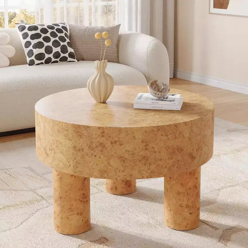 Table basse ronde de 80 cm avec motif ronce pour salon et petits espaces