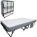 Folding Bed with Mattress for Adults,Portable Rollaway Guest Beds , Foldable Metal Frame Bed with 5 Memory Foam Mattress & Side Storage Pocket