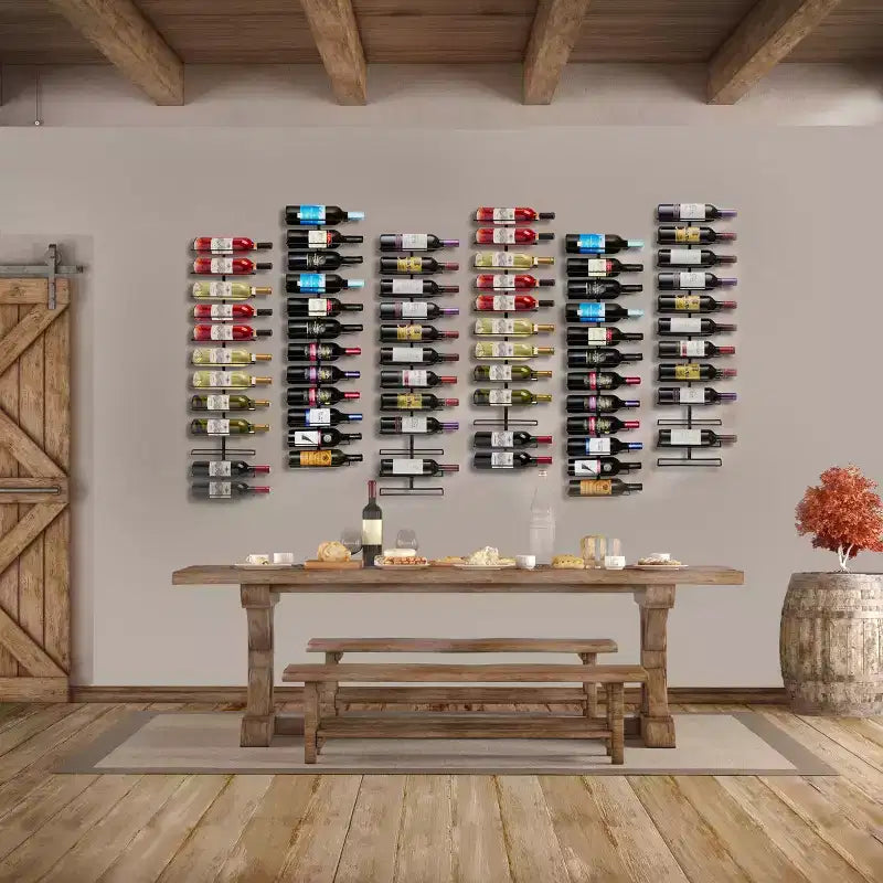 Range-bouteilles mural en métal noir pour bar et cuisine, capacité 12 bouteilles